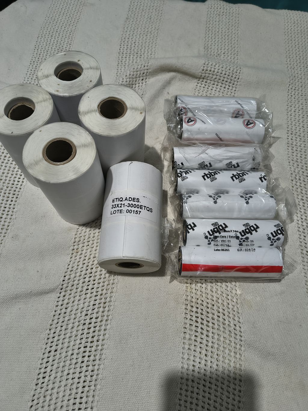 Lote de Ribbons e Bobinas para Impressora Térmica