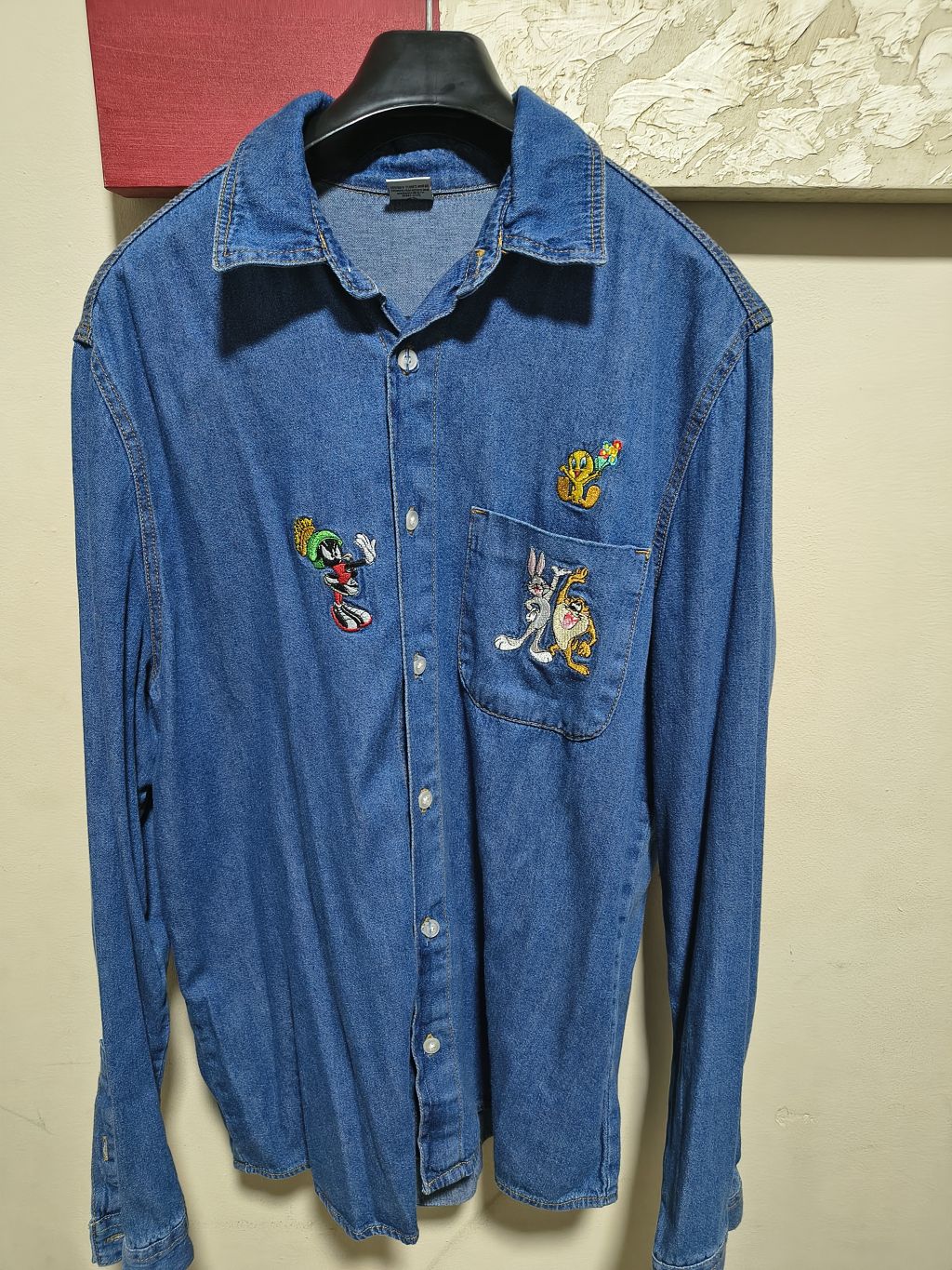 Camisa Jeans Bordada Looney Tunes